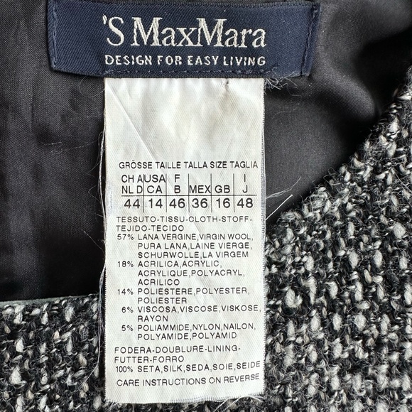 'S Max Mara Wool Blend Black, White, & Grey Sheath Dress 14 - Picture 6 of 6